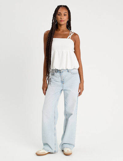 Blouse bretelles fines ecru femme