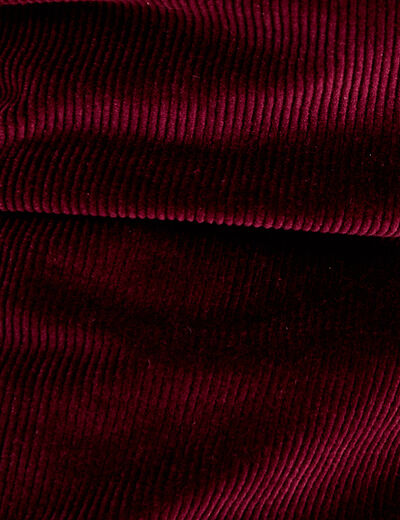 Pantalon bootcut taille haute velours bordeaux femme