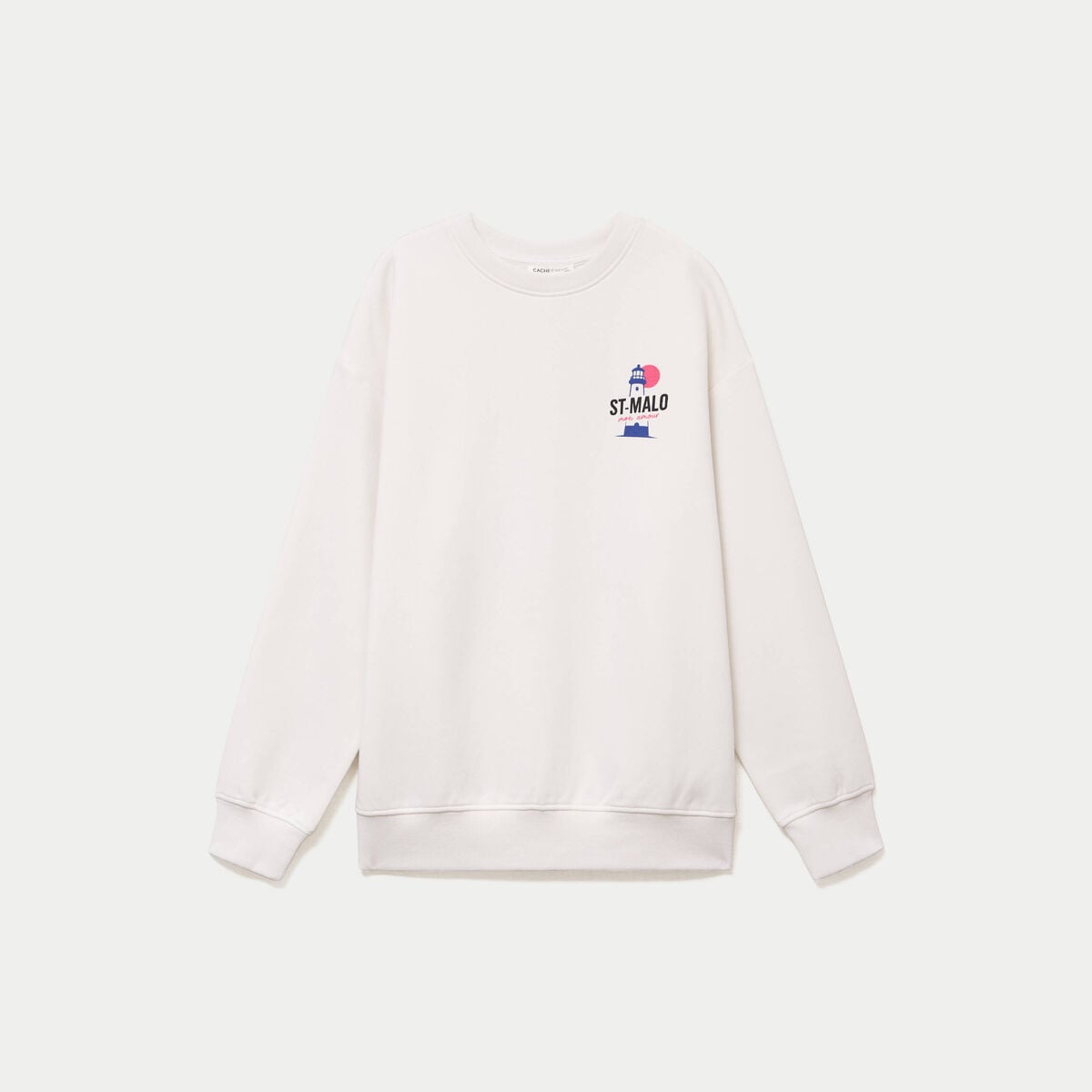 Sweat col rond manches longues ecru femme