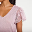 T-shirt manches dentelle parme femme
