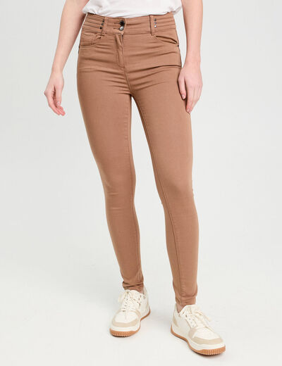 Pantalon skinny push up marron femme