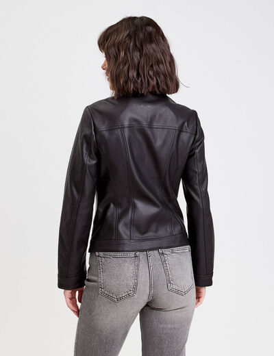 Veste droite zipp&eacute;e noir femme