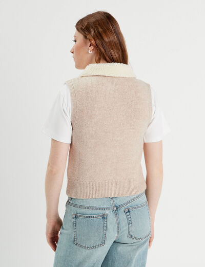 Gilet sans manches beige femme