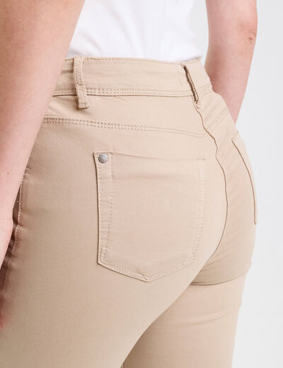 Jeans slim 5 poches taupe femme