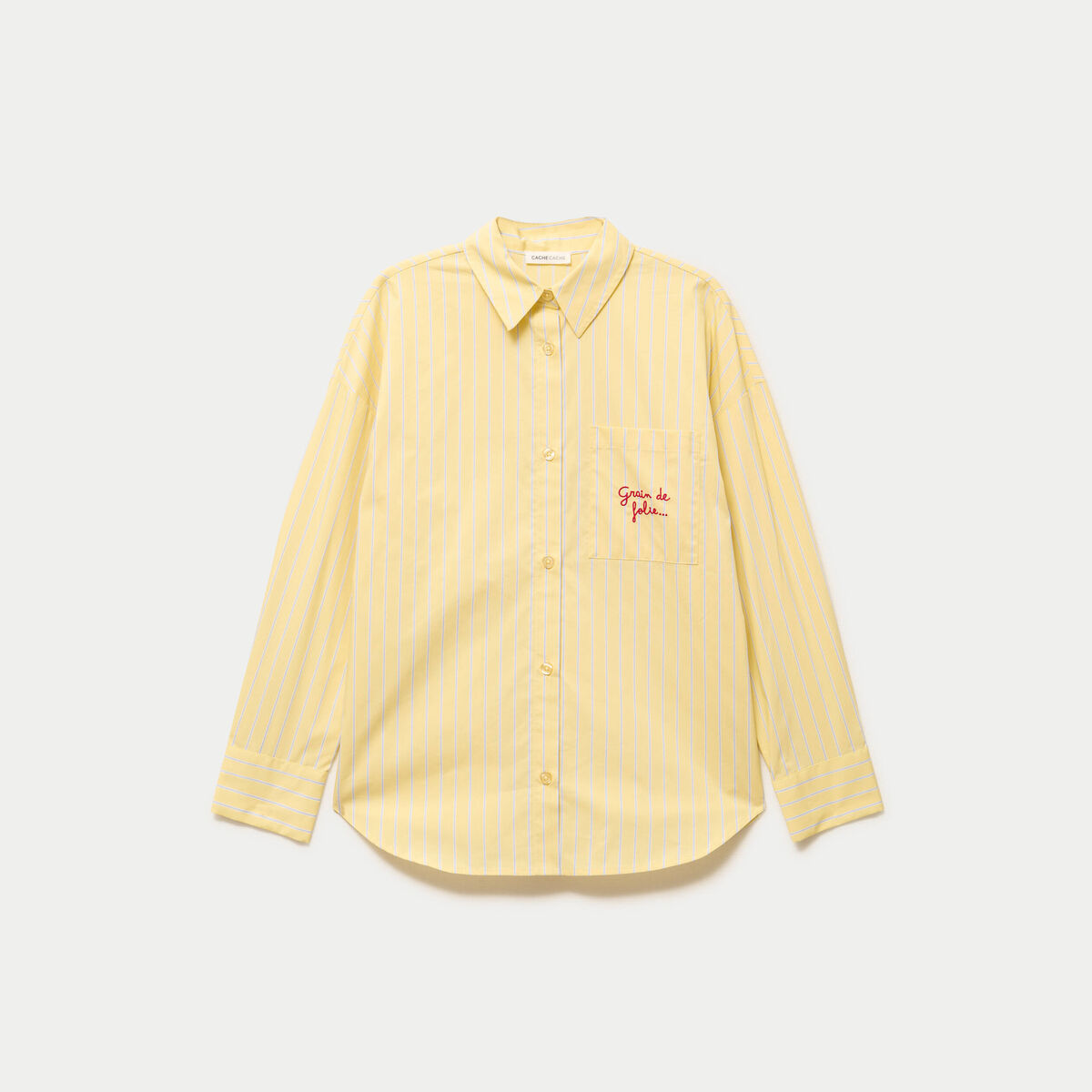 Chemise oversize manches longues jaune femme