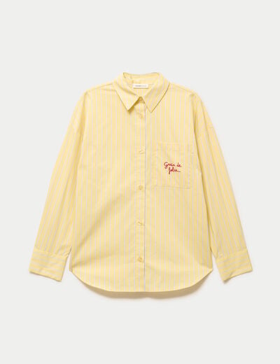Chemise oversize manches longues jaune femme