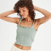 Débardeur smocké vert olive femme