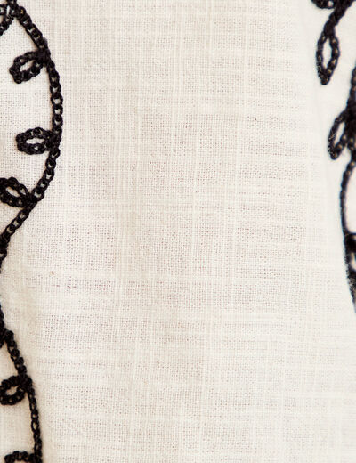 Blouse droite col am&eacute;ricain broderie blanc femme