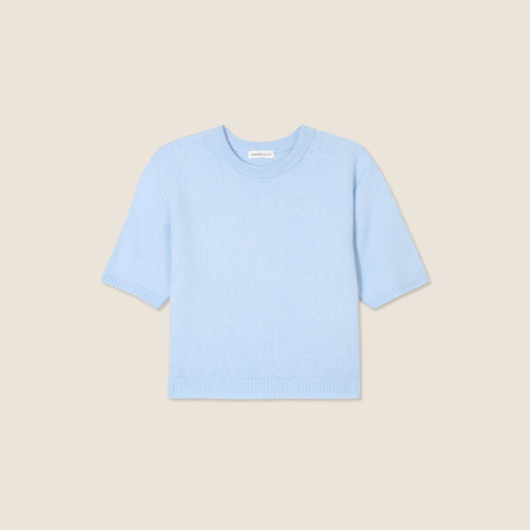 Pull manches courtes bleu ciel femme