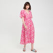Robe longue évasée rose fushia femme