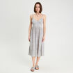 Robe longue évasée bretelles blanc femme