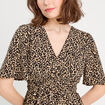 Robe évasée manches courtes beige femme