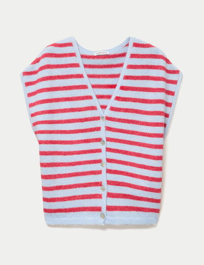 Gilet sans manches col v bleu femme
