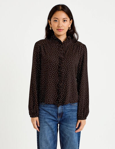 Blouse manches longues marron femme
