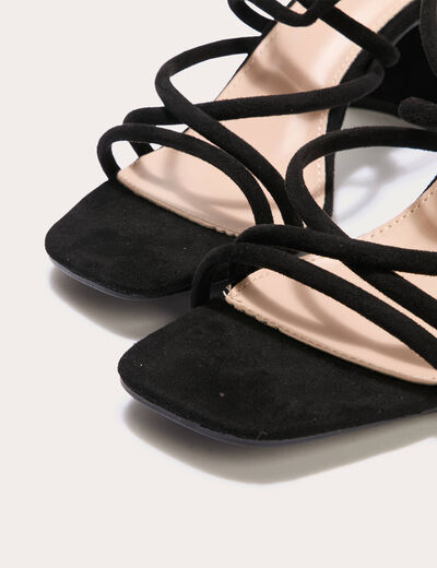 Sandales à talon aspect daim noir femme