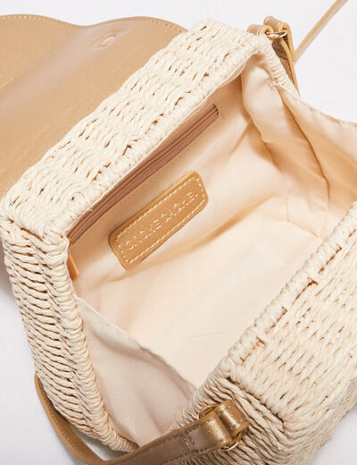 Sac arrondi en paille couleur or femme