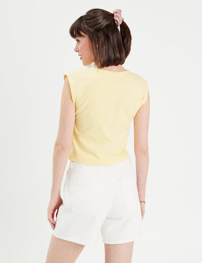 T-shirt manches courtes jaune clair femme