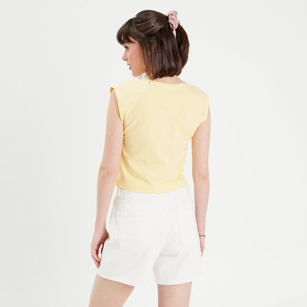 T-shirt manches courtes jaune clair femme