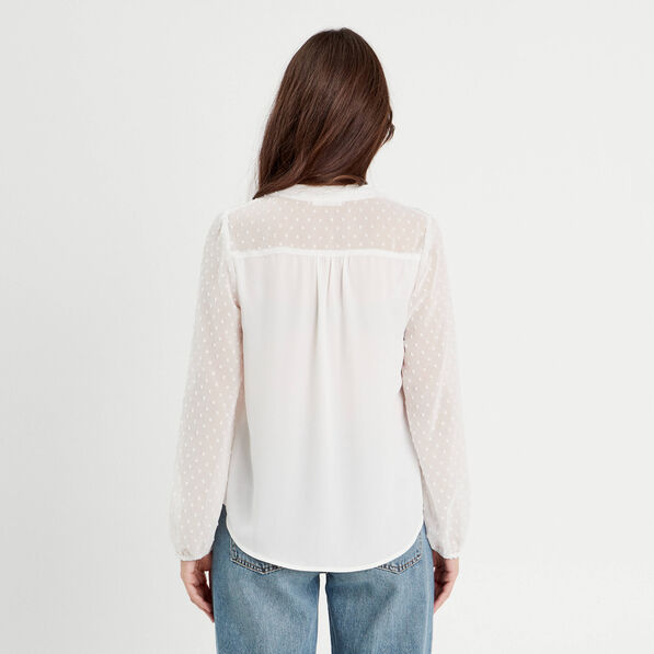 Blouse manches plumetis ecru femme