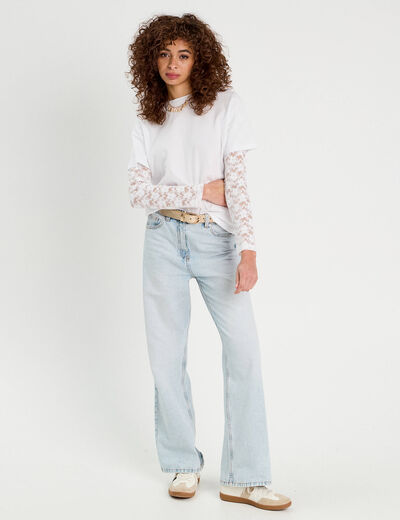 T-shirt oversize 2-en-1 blanc femme
