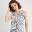 Blouse nouée sans manches blanc femme