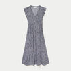 Robe longue &eacute;vas&eacute;e col v manches courtes bleu femme