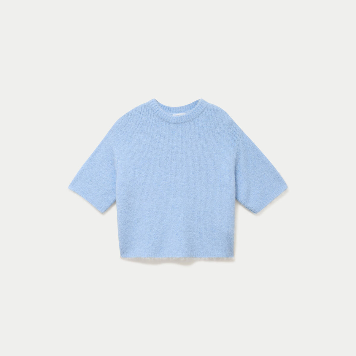 Pull manches courtes bleu clair femme