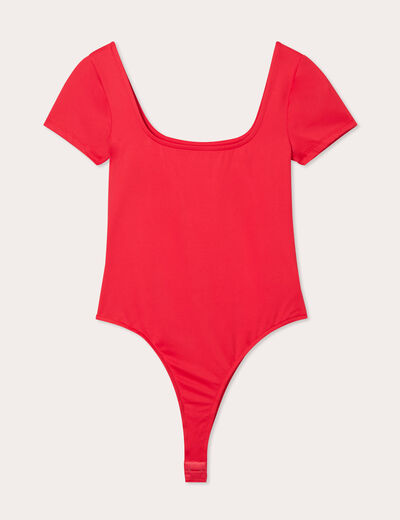Body encolure carrée rouge femme