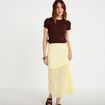 Jupe longue droite en dentelle jaune clair femme