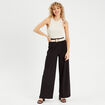 Pantalon large fluide ceinturé noir femme