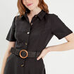 Robe trapèze ceinturée noir femme