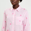 Chemise brod&eacute;e manches longues blanc femme
