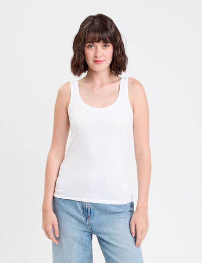 Débardeur bretelles larges blanc femme