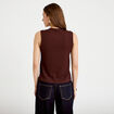 Blouse sans manches col v marron femme