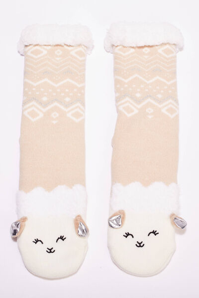 Chaussettes d'intérieur sable femme