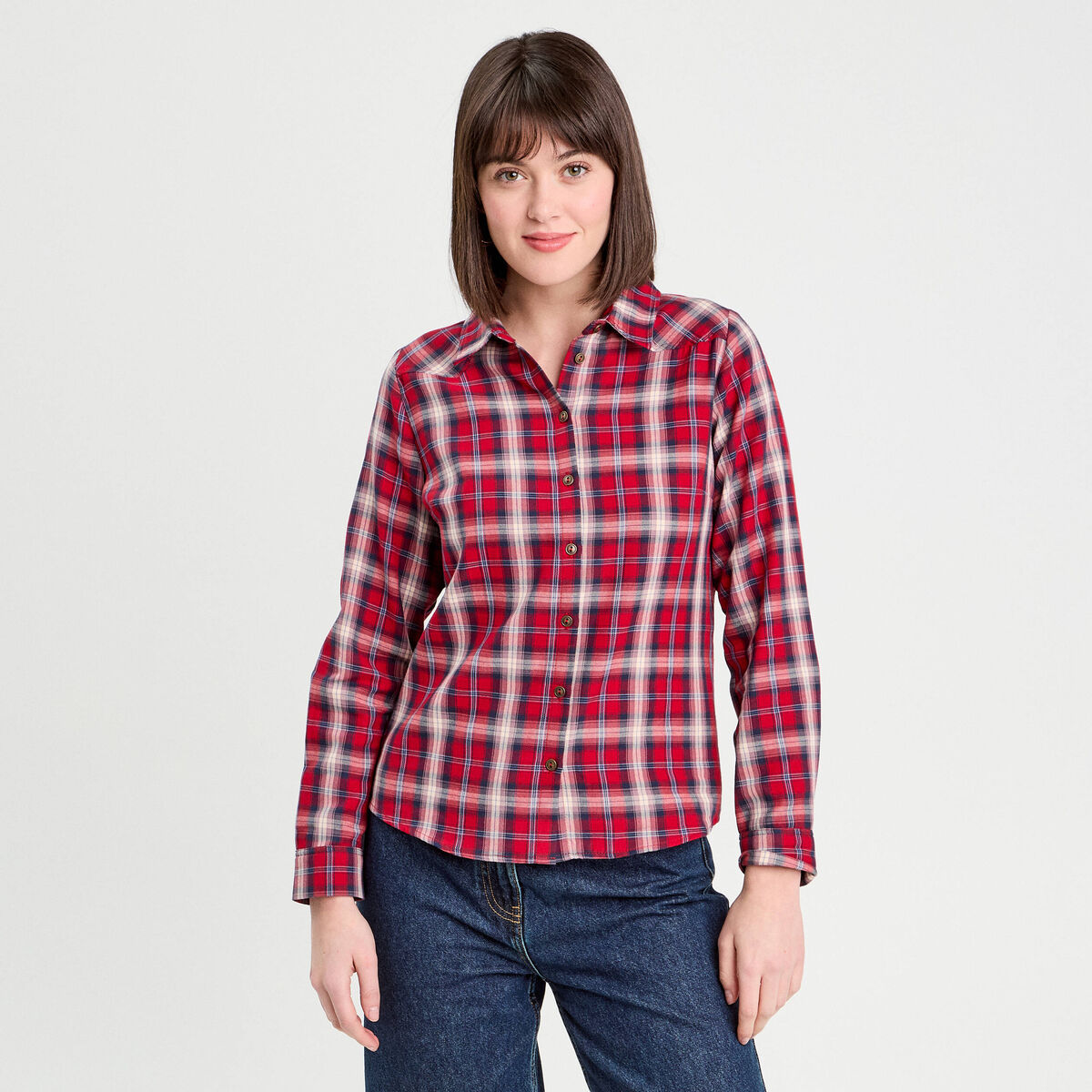 Chemise manches longues rouge femme