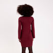 Robe manches longues col montant bordeaux femme