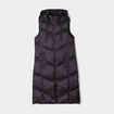 Doudoune longue sans manches noir femme