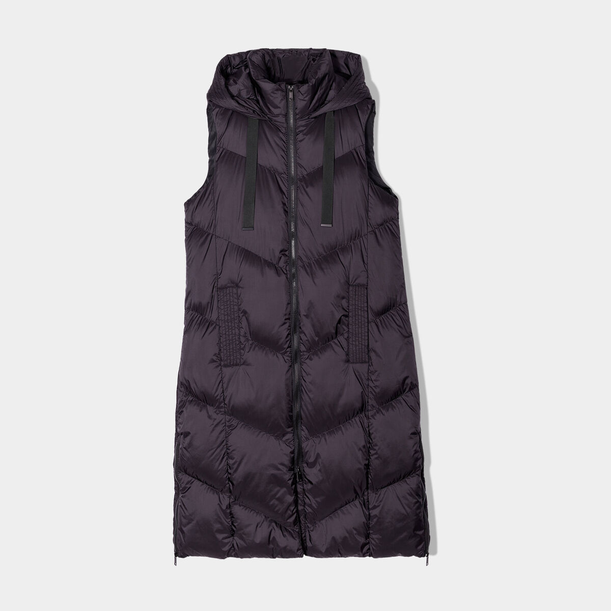 Doudoune longue sans manches noir femme