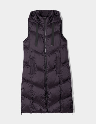 Doudoune longue sans manches noir femme