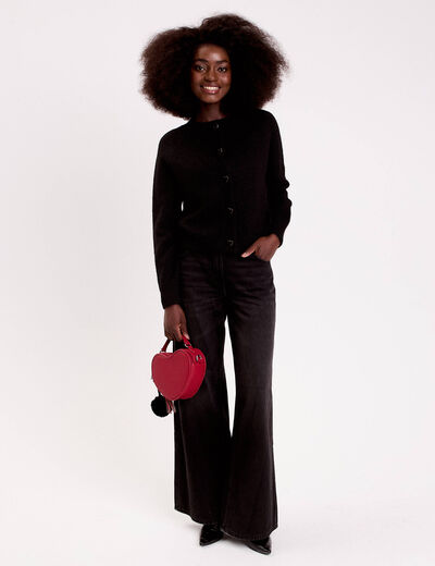 Gilet boutons coeur noir femme