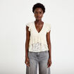 Blouse manches courtes aspect dentelle ecru femme
