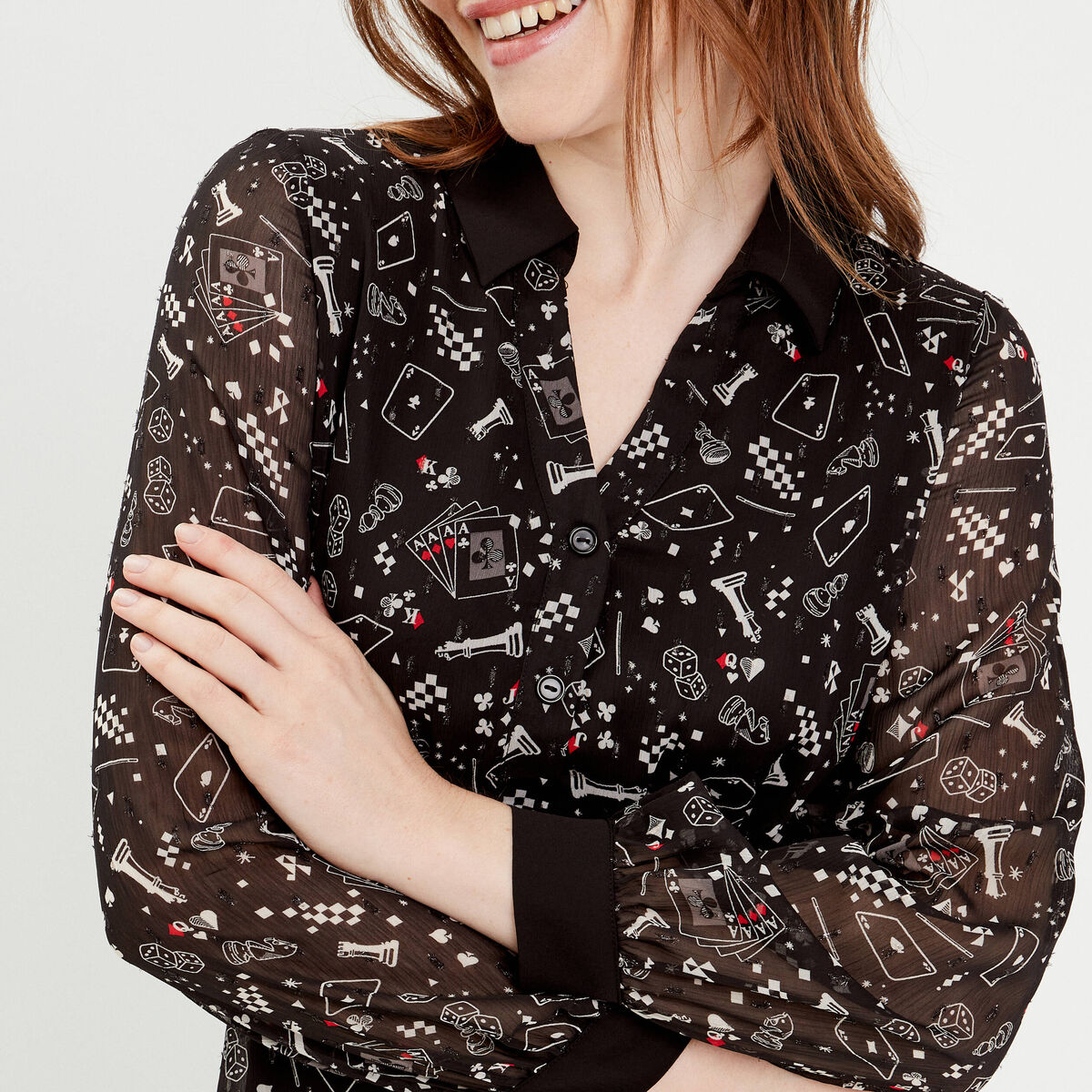 Robe évasée col polo noir femme
