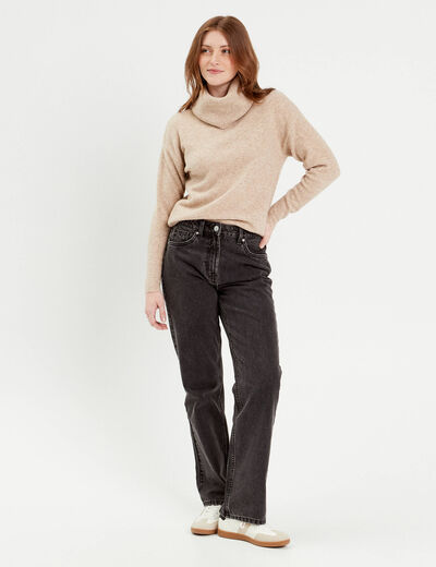 Pull avec col roulé beige femme