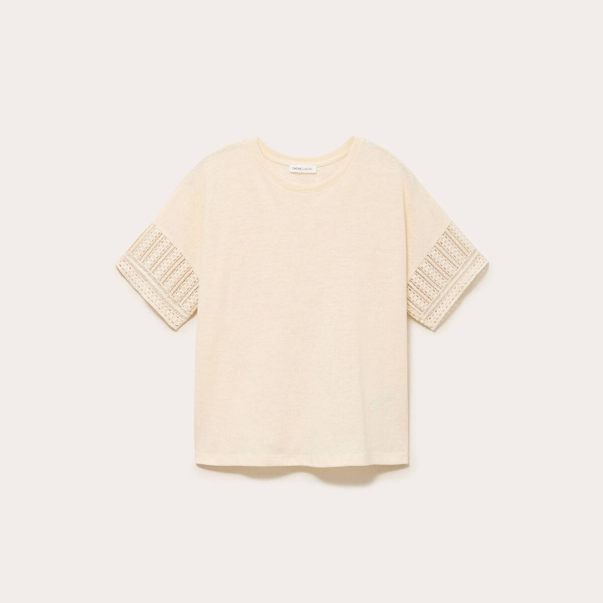 T-shirt manches courtes ecru femme