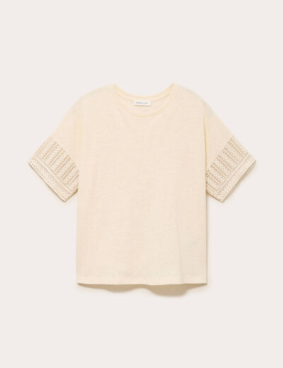 T-shirt manches courtes ecru femme