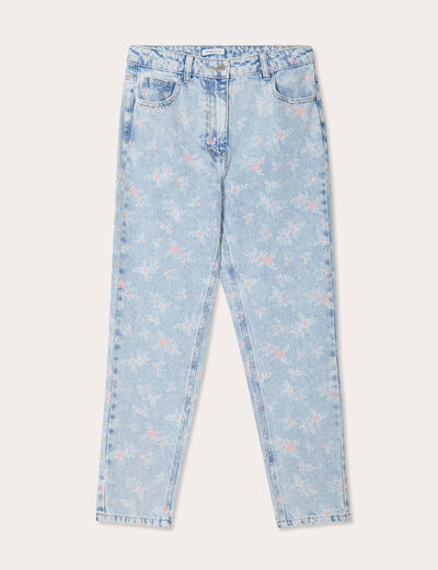 Jeans mom bas resserré rose clair femme
