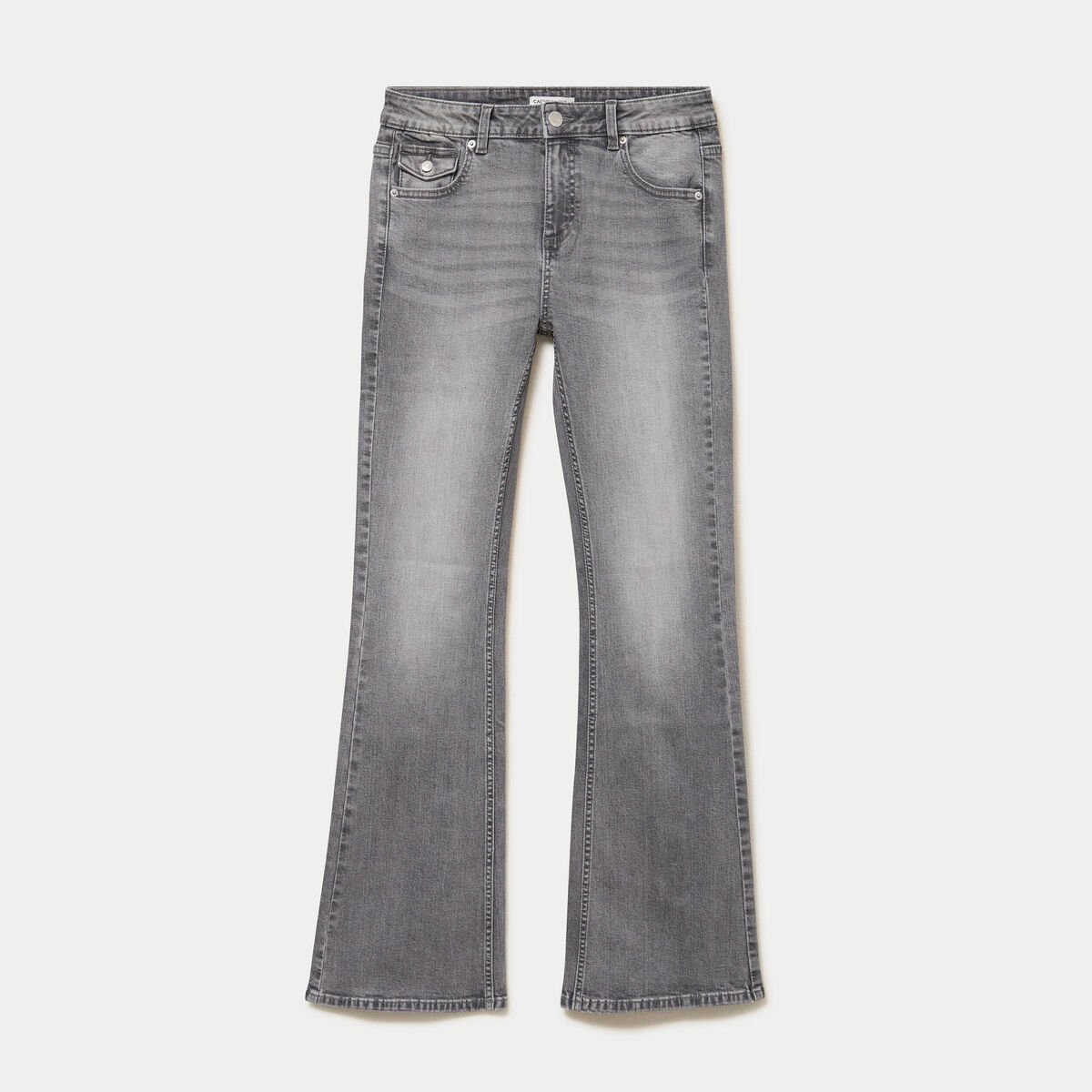 Jean bootcut taille basse denim gris femme