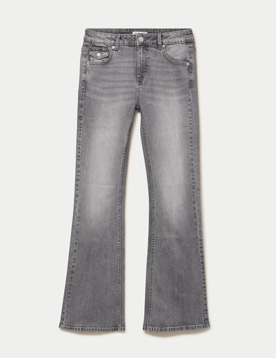 Jean bootcut taille basse denim gris femme