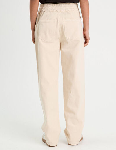 Pantalon large élastiqué ecru femme